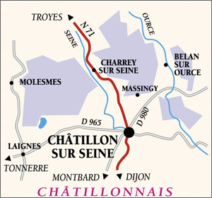 Map over the Châtillonnais.